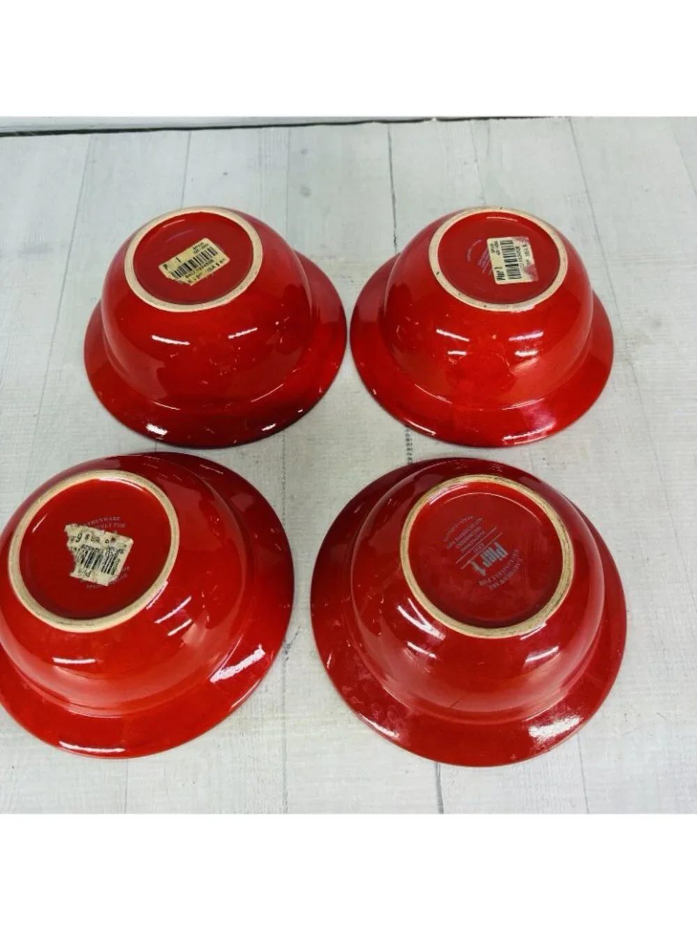 Pier 1 RED Solid Colored Rimmed Earthenware Spain 6.75
